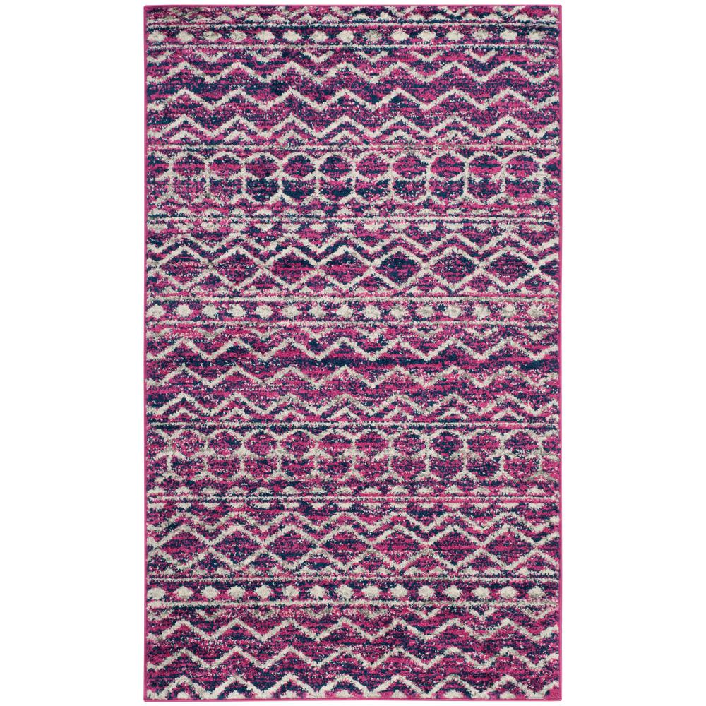 Safavieh Madison Fuchsia/Navy 3 ft. x 5 ft. Area RugMAD606M3 The