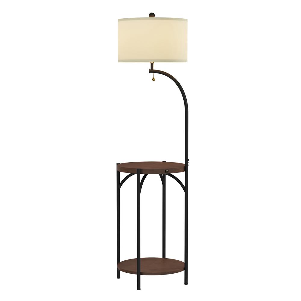 Trademark 58 in. Dark Brown Indoor End Table Floor Lamp with Storage