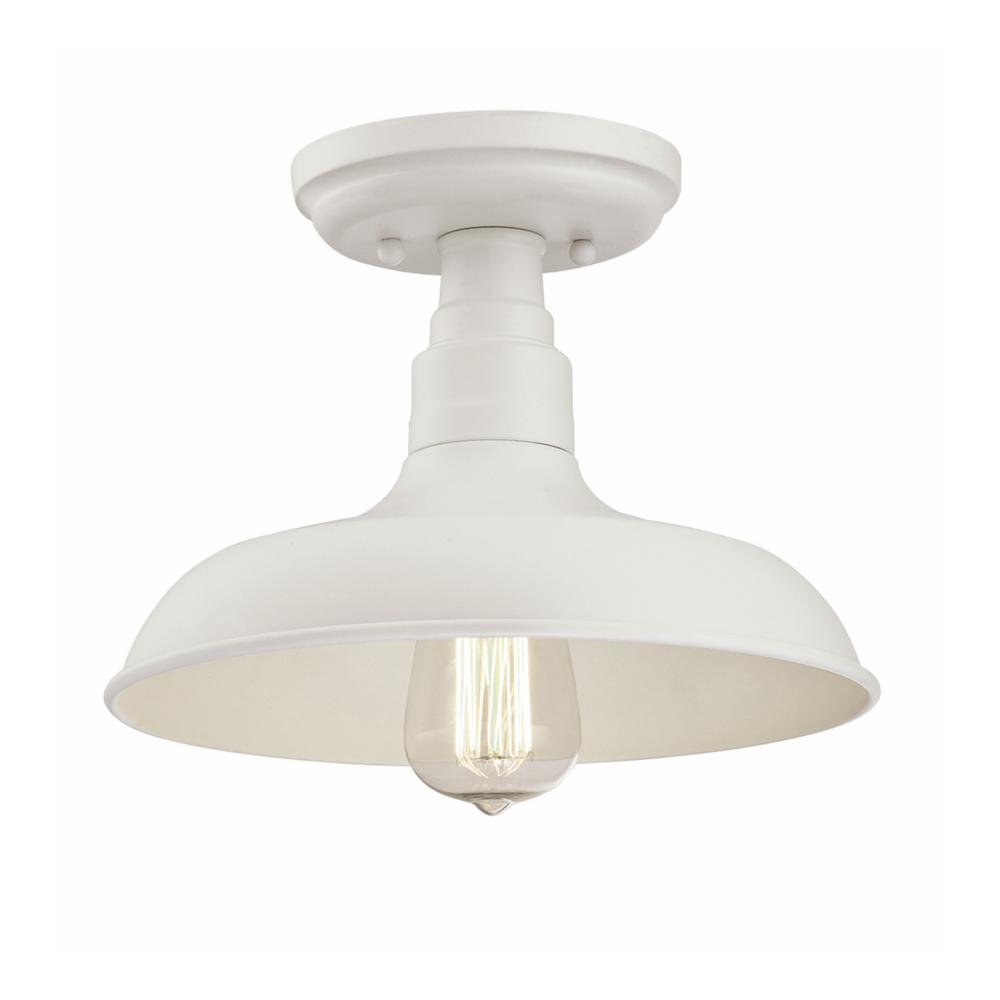 Design House Kimball 11 in. 1-Light Antique White Semi-Flush Mount ...