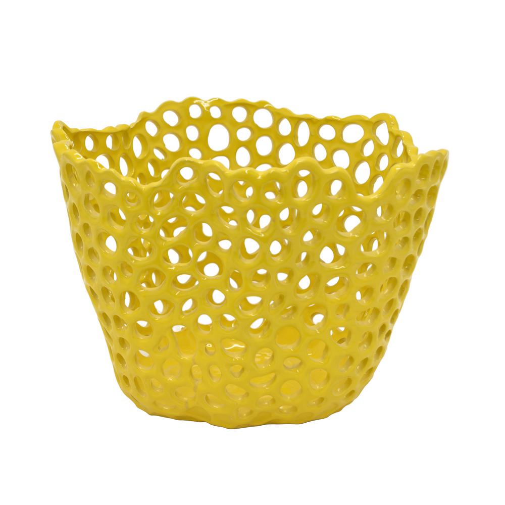 THREE HANDS Yellow Ceramic Bowl94463 The Home Depot