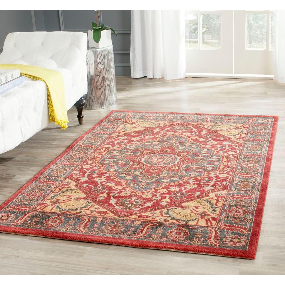 Safavieh Mahal Navy/Red 6 ft. 7 in. x 9 ft. 2 in. Area RugMAH621C6