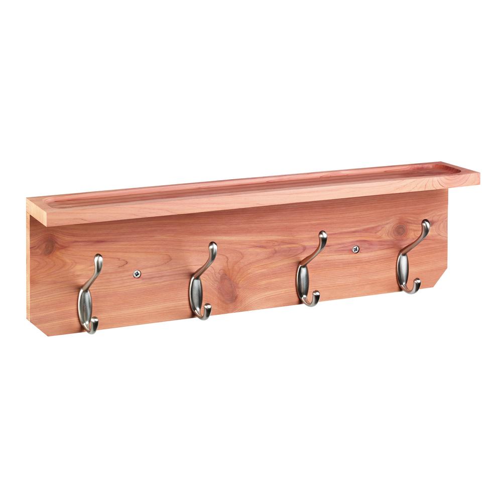Cedar Clothes Racks Closet Organizers The Home Depot Aromatic Cedar Apparel Rack With Molded Shelf 4 Double Hooks