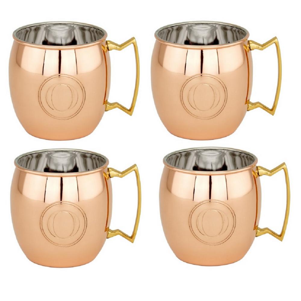 Monogrammed J Set of 4 Copper Old Dutch International Solid Moscow Mule Mug 16-Ounce