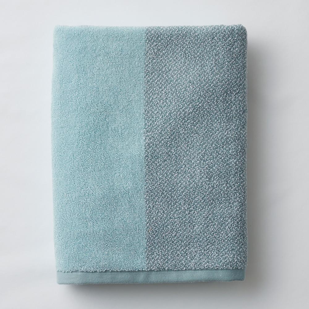 blue and green bath towels