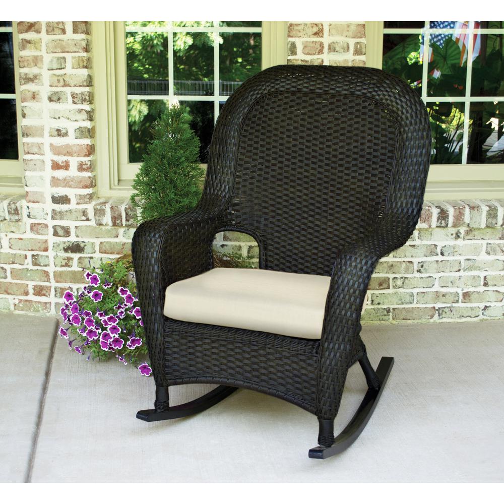 Sea Pines Tortoise Wicker Outdoor Rocking Chair With Sunbrella Canvas Canvas Cushion
