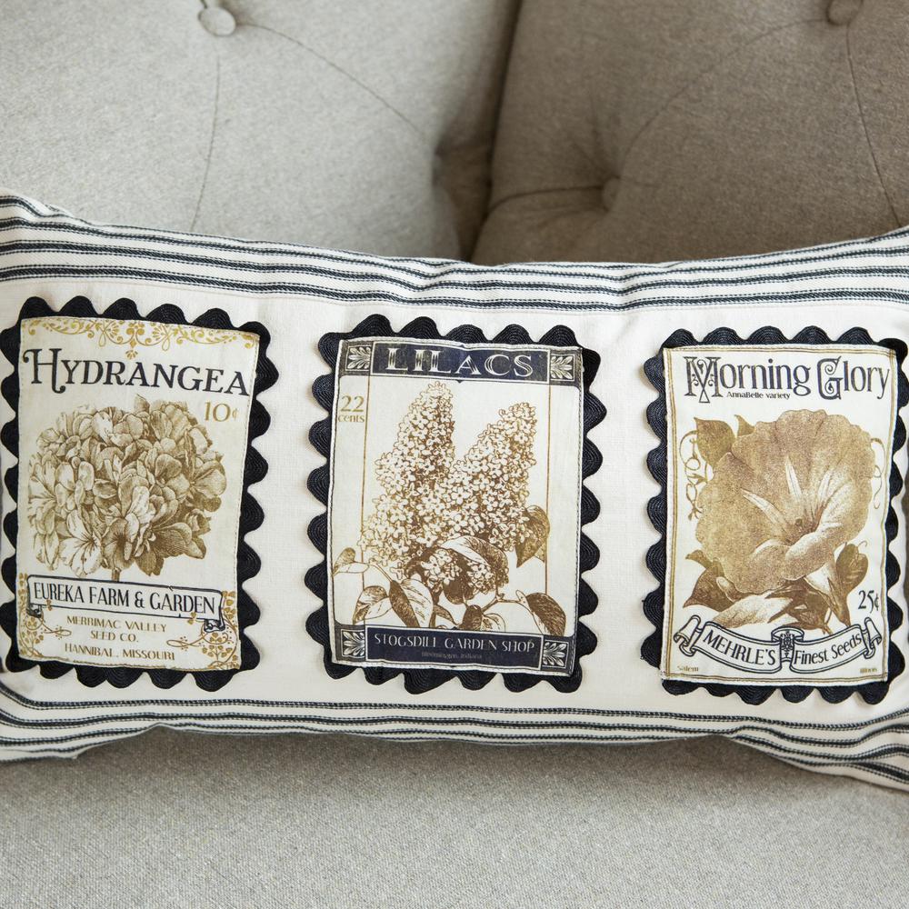 Heritage Lace Vintage Garden Black Cream Striped 12 In X 20 In
