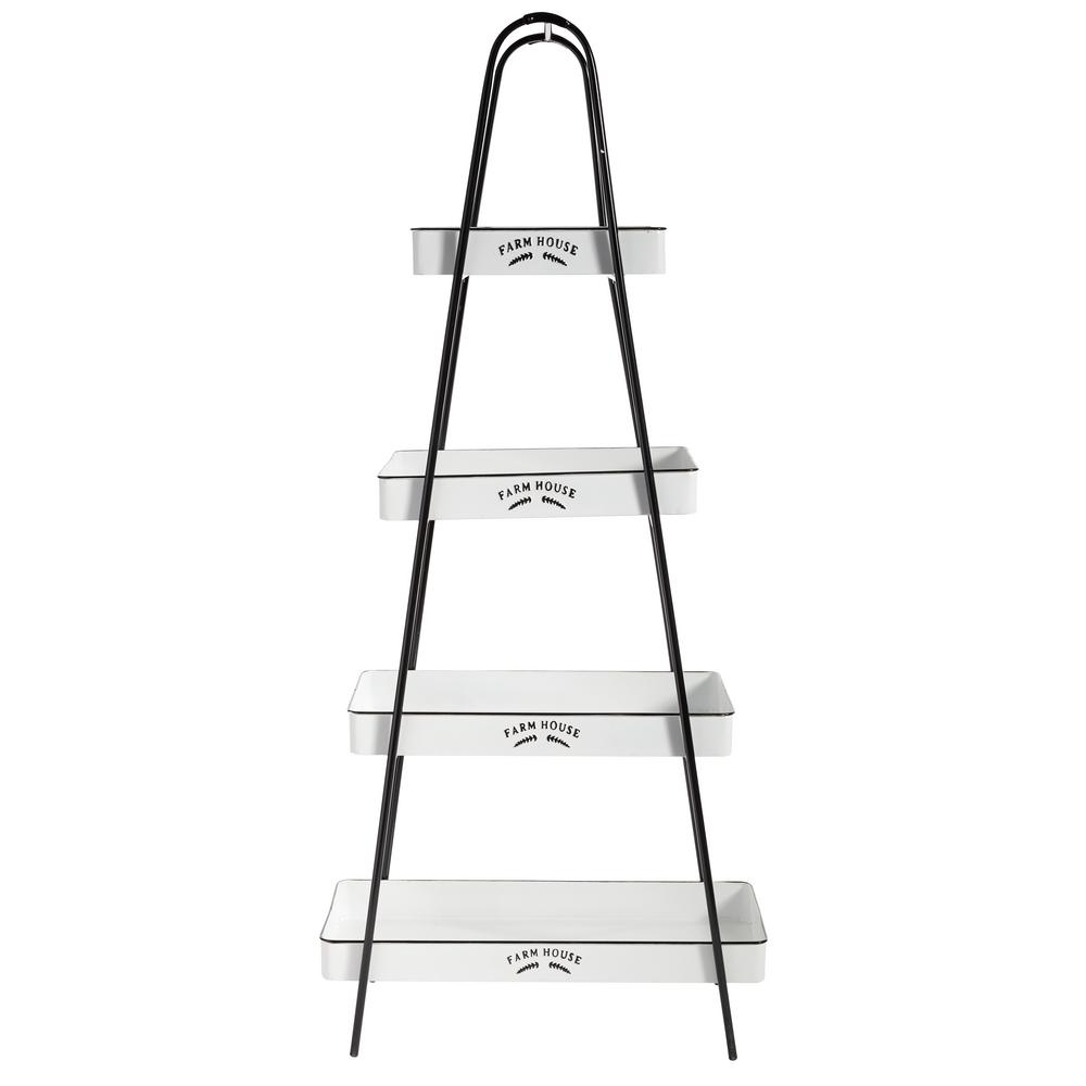 LITTON LANE 4Tier White Metal Decorative Standing Shelf