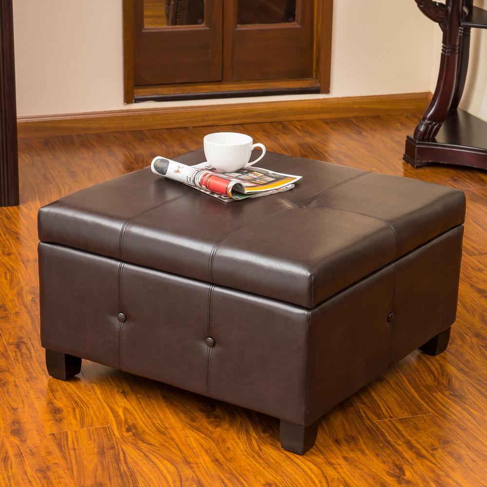 Le House Hudson Walnut Brown Bonded Leather Storage Le House Hudson Walnut Brown Bonded Leather Storage