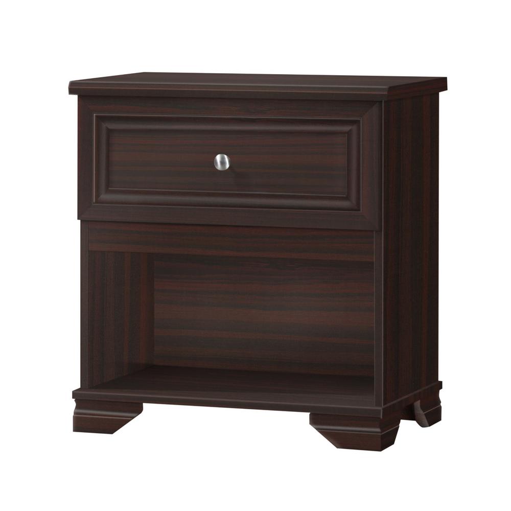 Belle Isle Furniture Llc South Lake 1 Drawer Espresso Nightstand Cam01 0002 The Home Depot