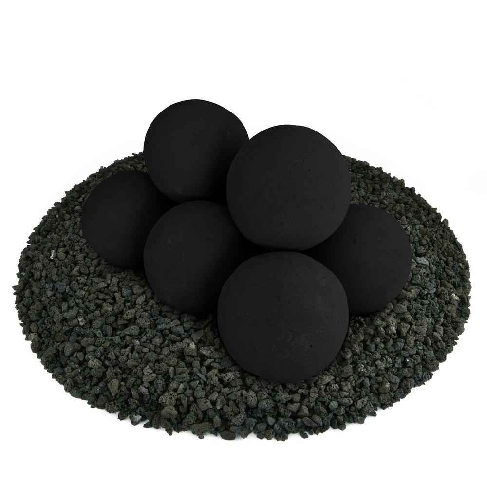 5 in. Set of 8 Ceramic Fire Balls in Midnight Black-01-0583 - The Home ...