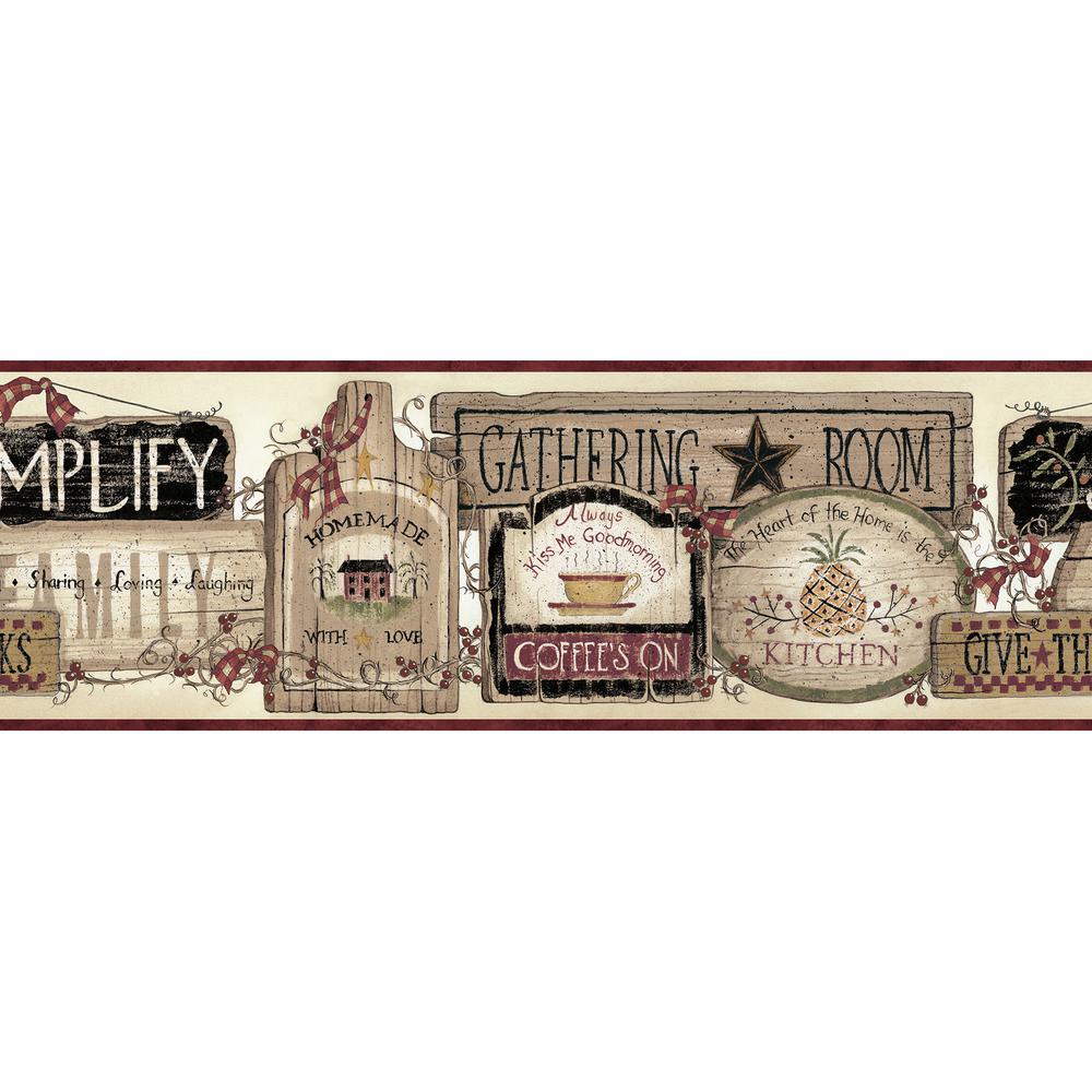 Chesapeake Alfred Red Gathering Room Signs Wallpaper Border Sample Chesapeake Alfred Red Gathering Room Signs Wallpaper Border Sample