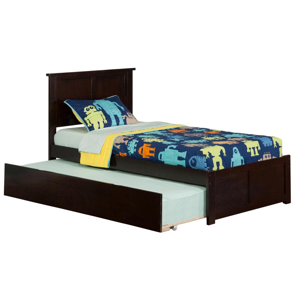 Atlantic Furniture Madison Espresso Twin Platform Bed with Flat Panel Foot Board and Twin Size