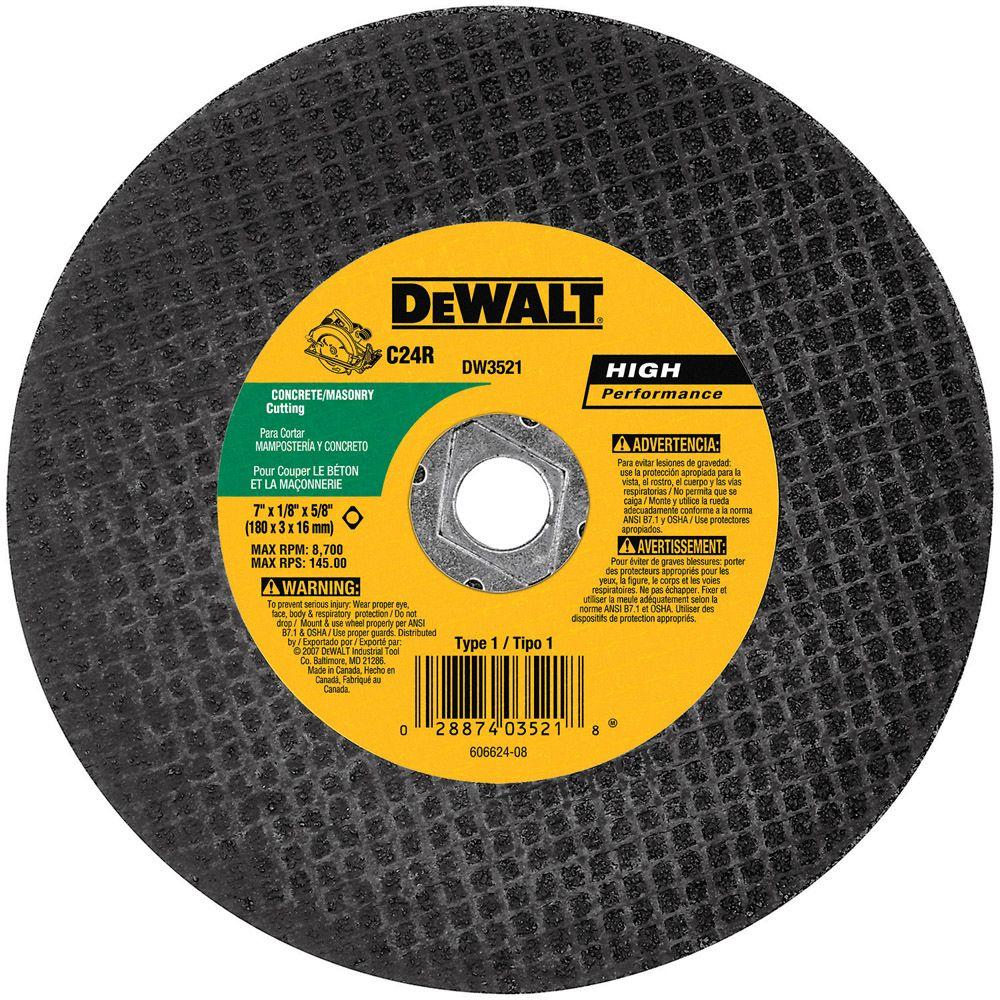 DEWALT 7 in. x 1/8 in. Masonry Abrasive Saw Blade BulkDW3521 The