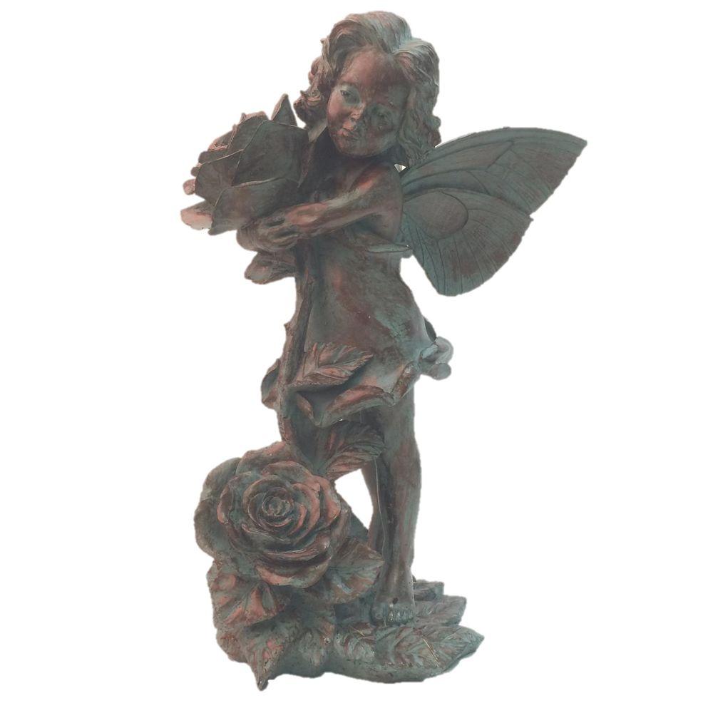 Suffolk Fairies 21 in. Fairy Lillian Rose Bronze Patina Collectible