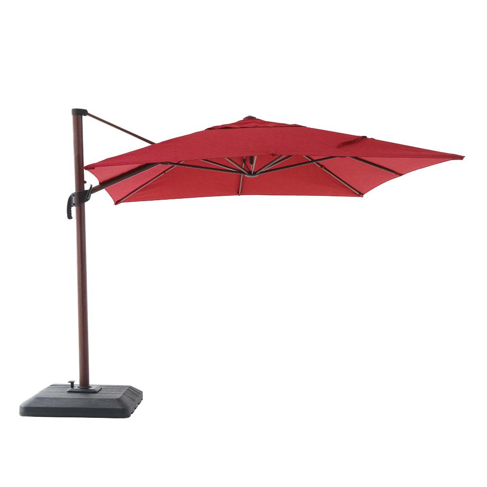 Hampton Bay 10 Ft X 12 Ft Aluminum Rectangle Offset Outdoor Patio Umbrella In Chili Yjaf 038g Chili The Home Depot