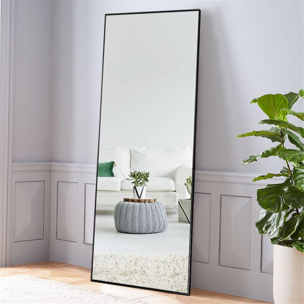 Neutype Black Aluminum Alloy Thin Frame Full Length Floor Mirror