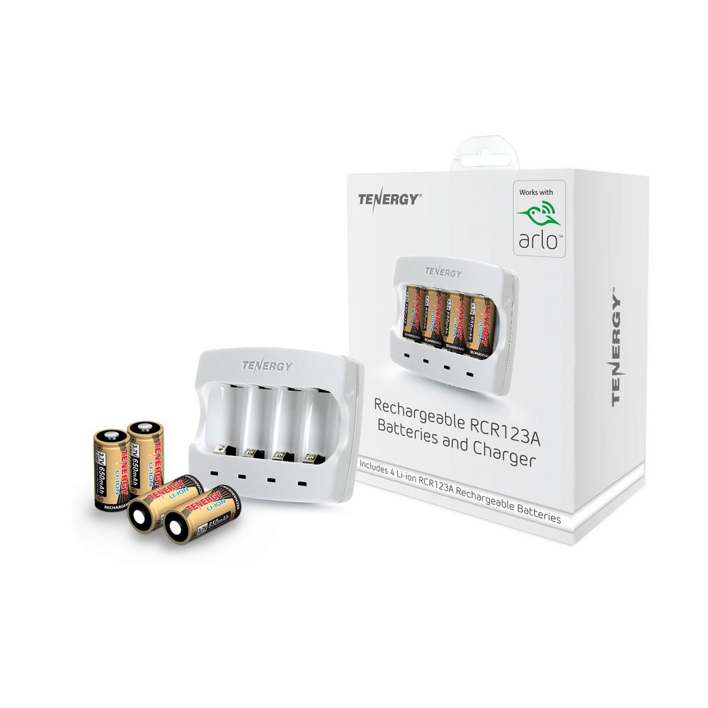 CE and FCC Certified Tenergy Fast Charger ONLY for Arlo Certified Tenergy 3.7V 650mAh RCR123A Li-ion Rechargeable Battery
