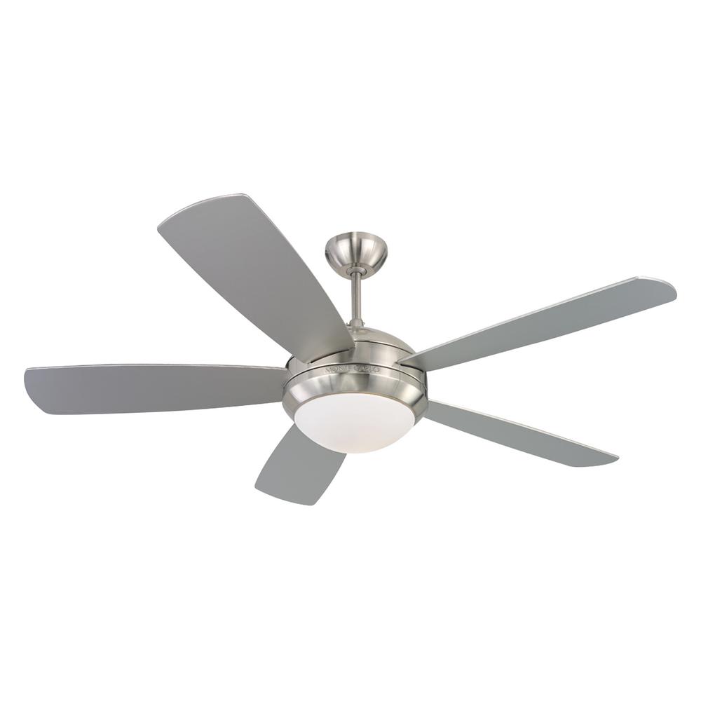Monte Carlo Discus Outdoor 52 In Led Indoor Outdoor Painted Brushed Steel Ceiling Fan