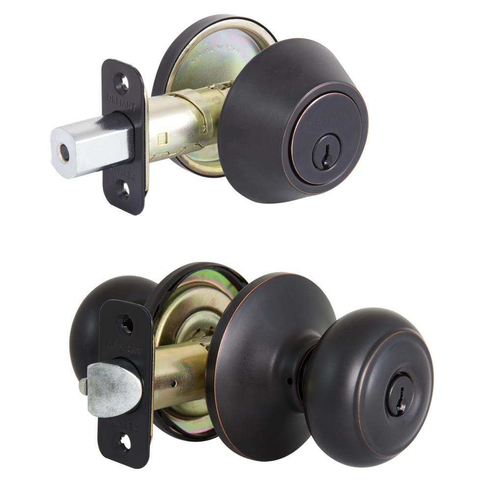 Schlage Satin Nickel Single Cylinder Deadbolt with Georgian Entry Door ...