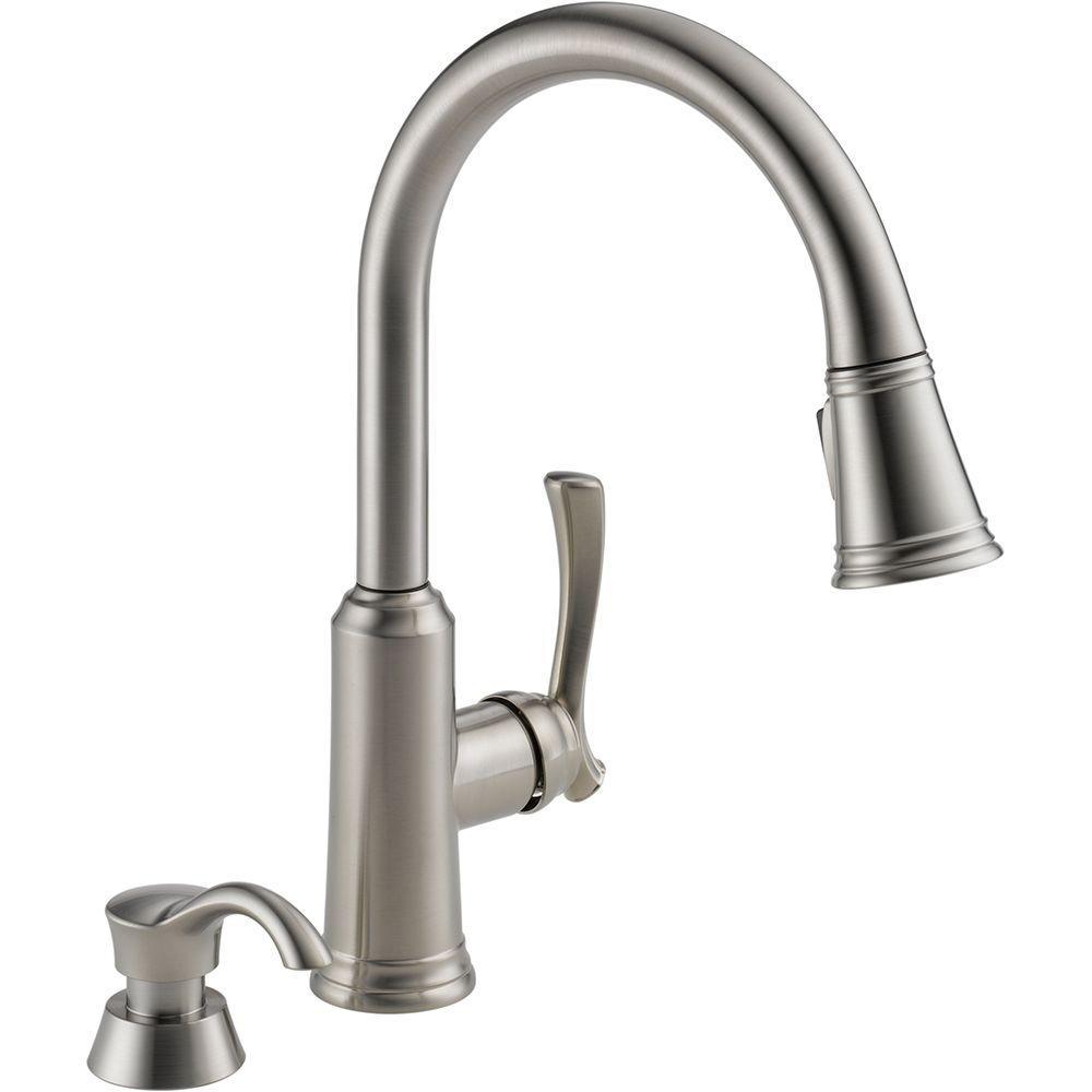 Delta Lakeview Single Handle Pull Down Sprayer Kitchen Faucet With