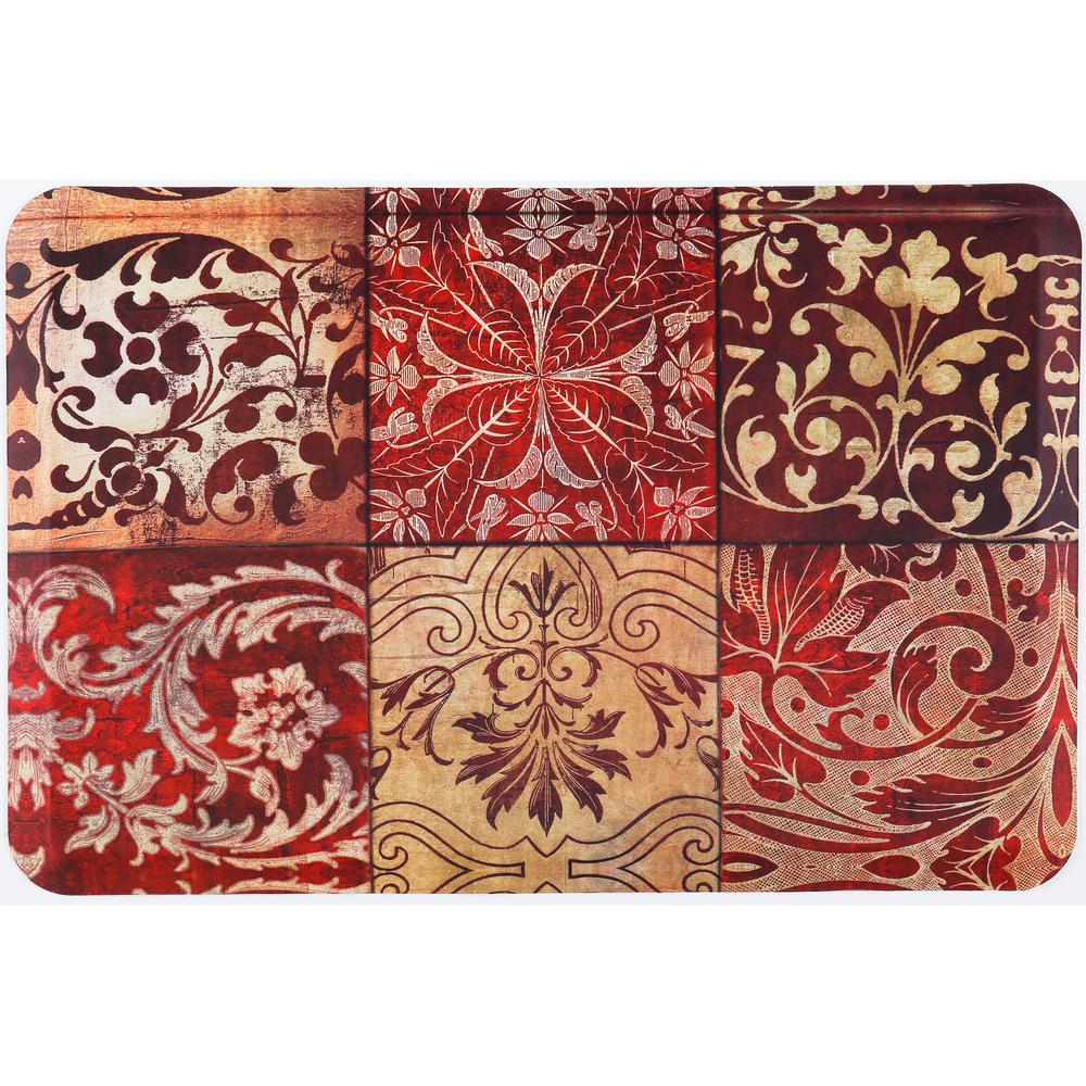 Home Dynamix Designer Chef Red Mosaic 24 In X 36 In Anti Fatigue