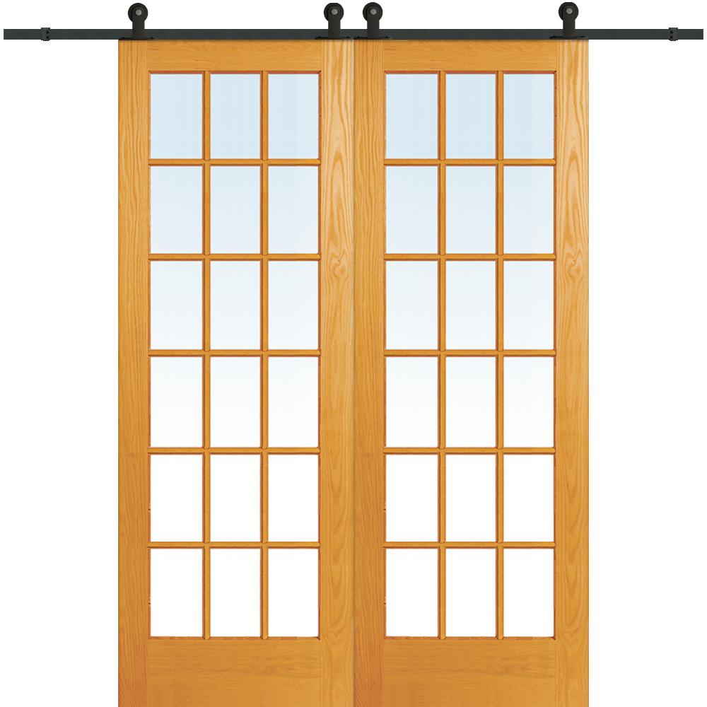 MMI Door 60 in. x 96 in. Clear True Divided 18 Lite Unfinished Pine