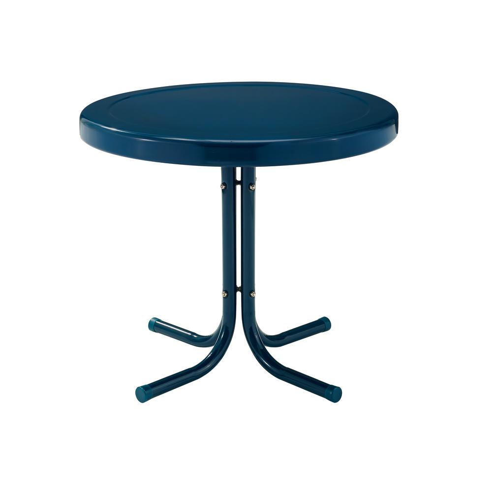 Retro Metal Navy Round Metal Outdoor Side Table-CO1011A-NV - The Home Depot