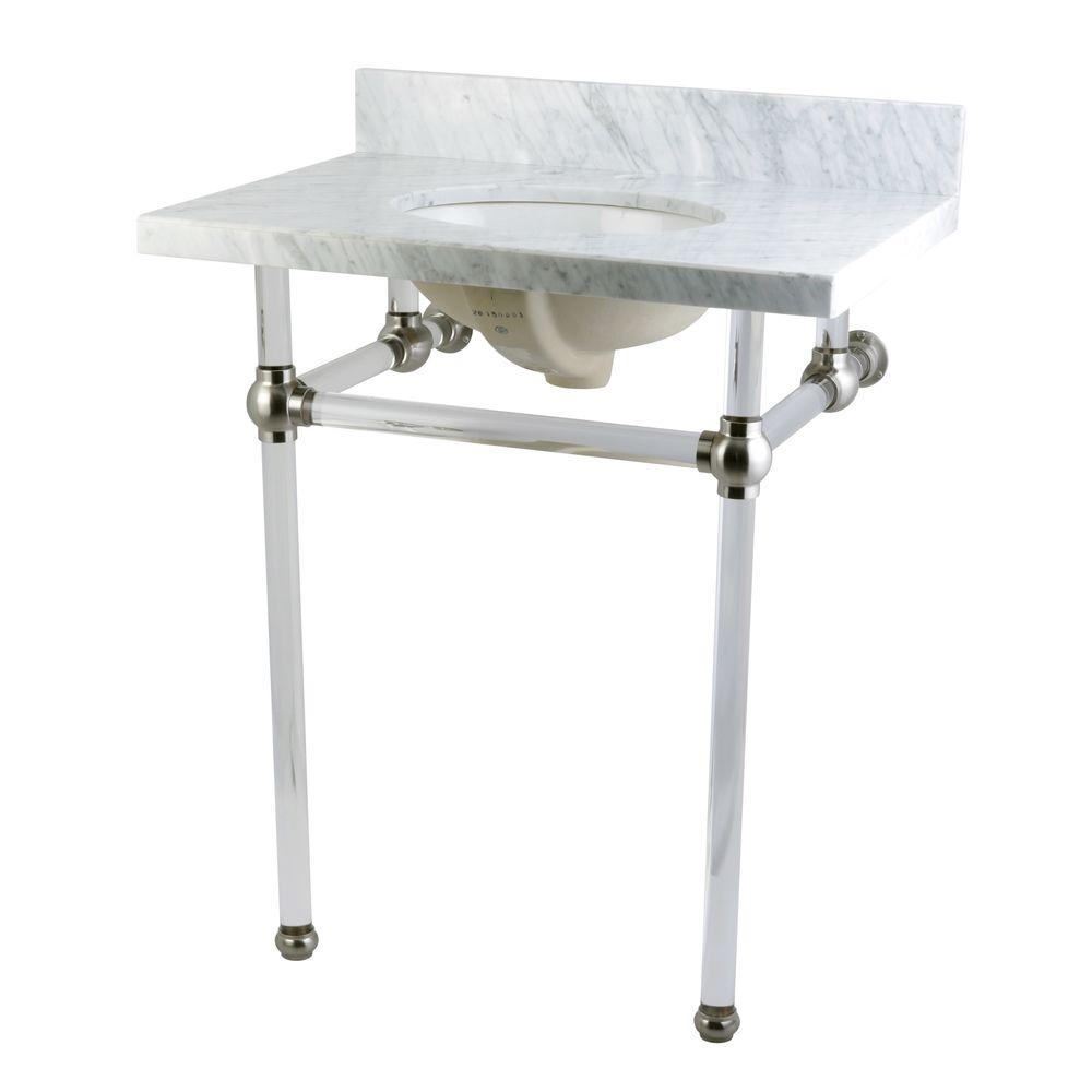Kingston Brass Washstand 30 in. Console Table in Carrara White with