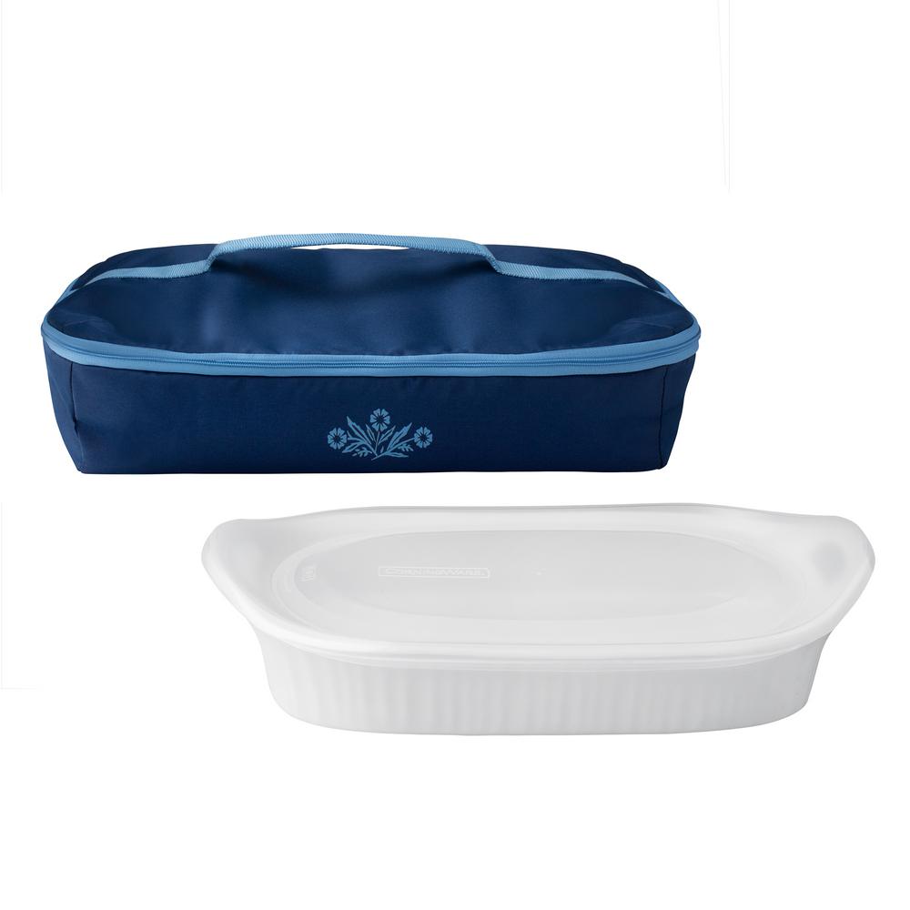 UPC 071160110632 product image for Corningware Cornflower 3-Qt Porable Ceramic Bakeware Set, White | upcitemdb.com