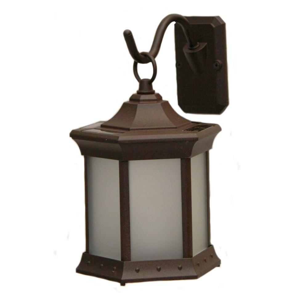 Brown Solar Outdoor Lighting The Home Depot Sconce Hook Frosted Glass Solar Lantern