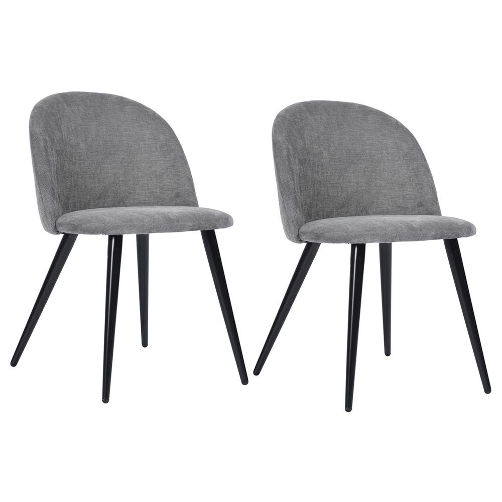 FurnitureR Grey Dining Chair Velvet Accent Leisure Upholstered Side