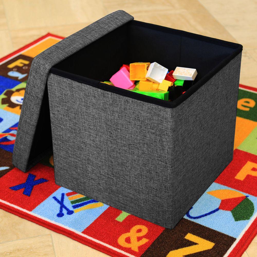 Seville Classics Charcoal Gray Foldable Storage Bench/Footrest/Coffee