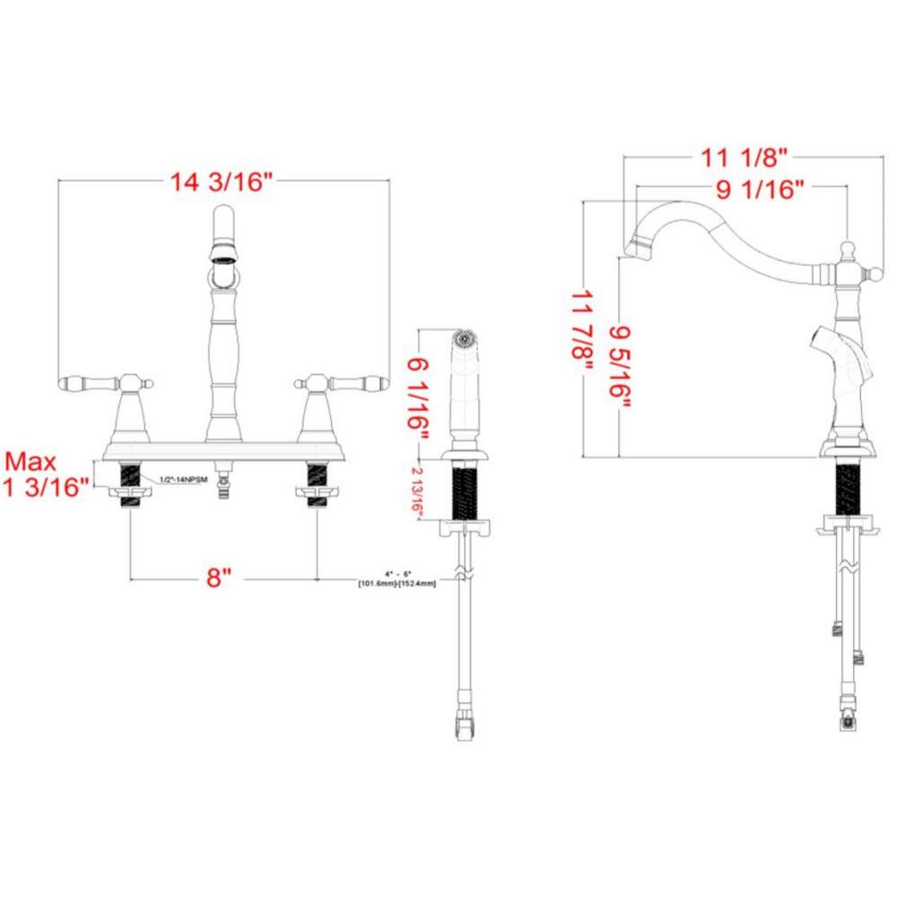 Design House 523233 Oakmont Kitchen Faucet with Side Sprayer