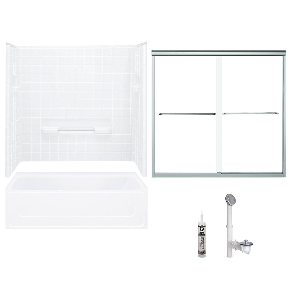 Sterling All Pro 30 In X 60 72 75 Bath And Shower Kit All Pro 30 In X 60 72 75 Bath And Shower Kit With Left Hand Drain White Chrome