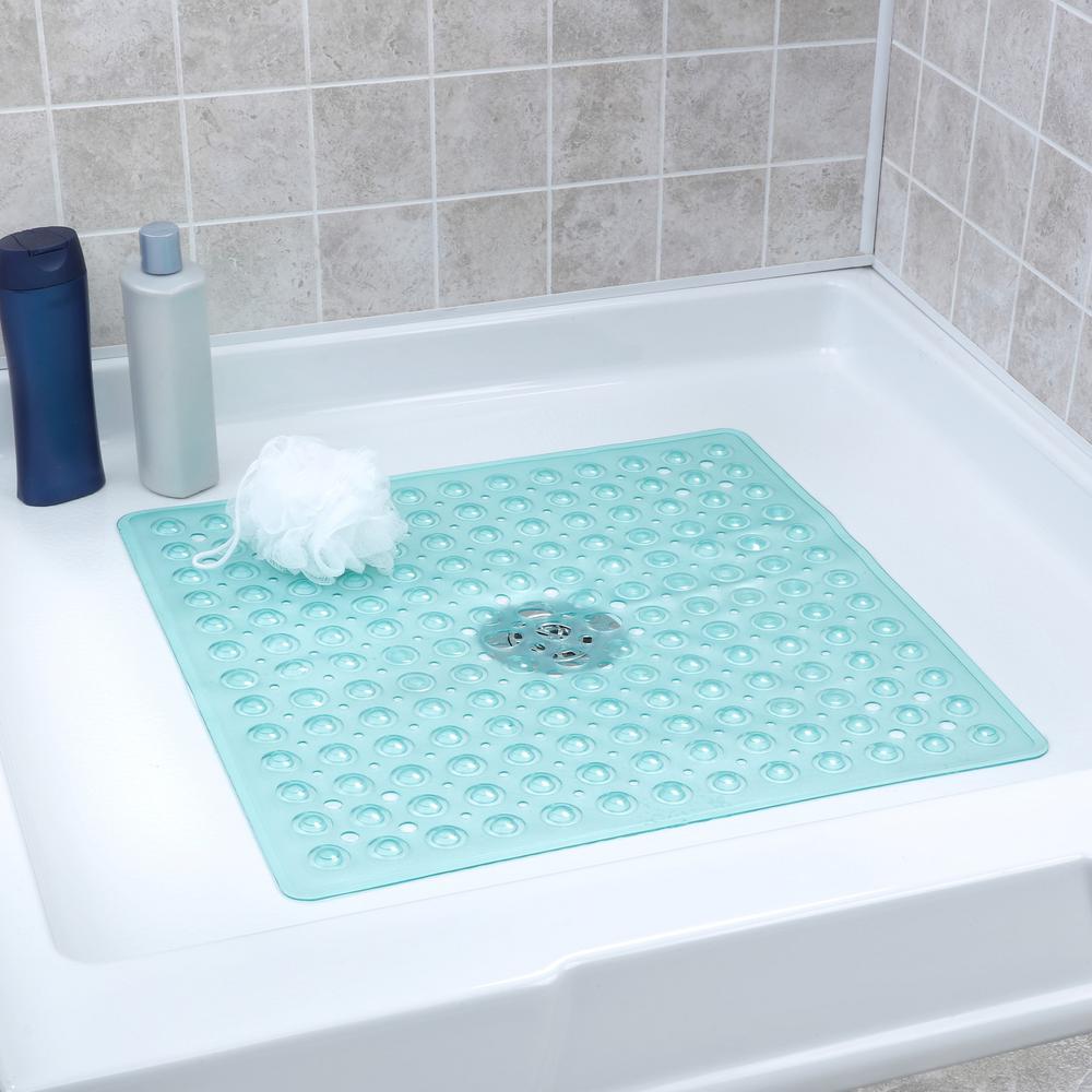 Slipx Solutions 21 In X 21 In Square Shower Mat In Aqua 05626 1