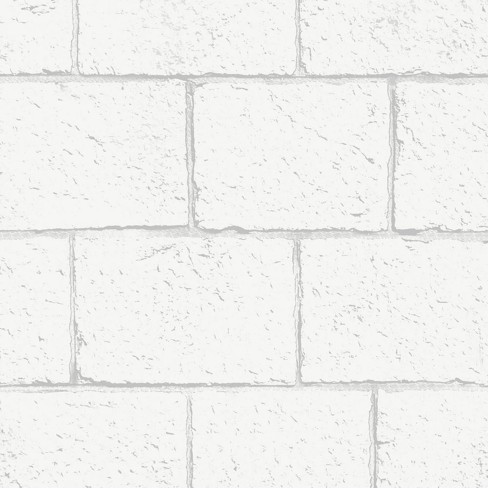 Brick Textured Wallpaper Home Decor The Depot White Breezeblock Wallpaper