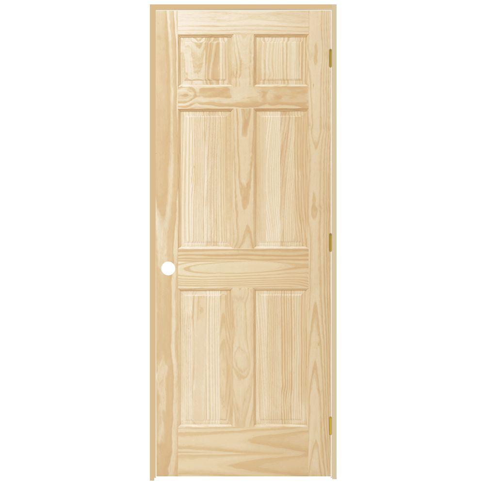 Steves & Sons 24 in. x 80 in. 6-Panel Solid Core Unfinished Pine Single