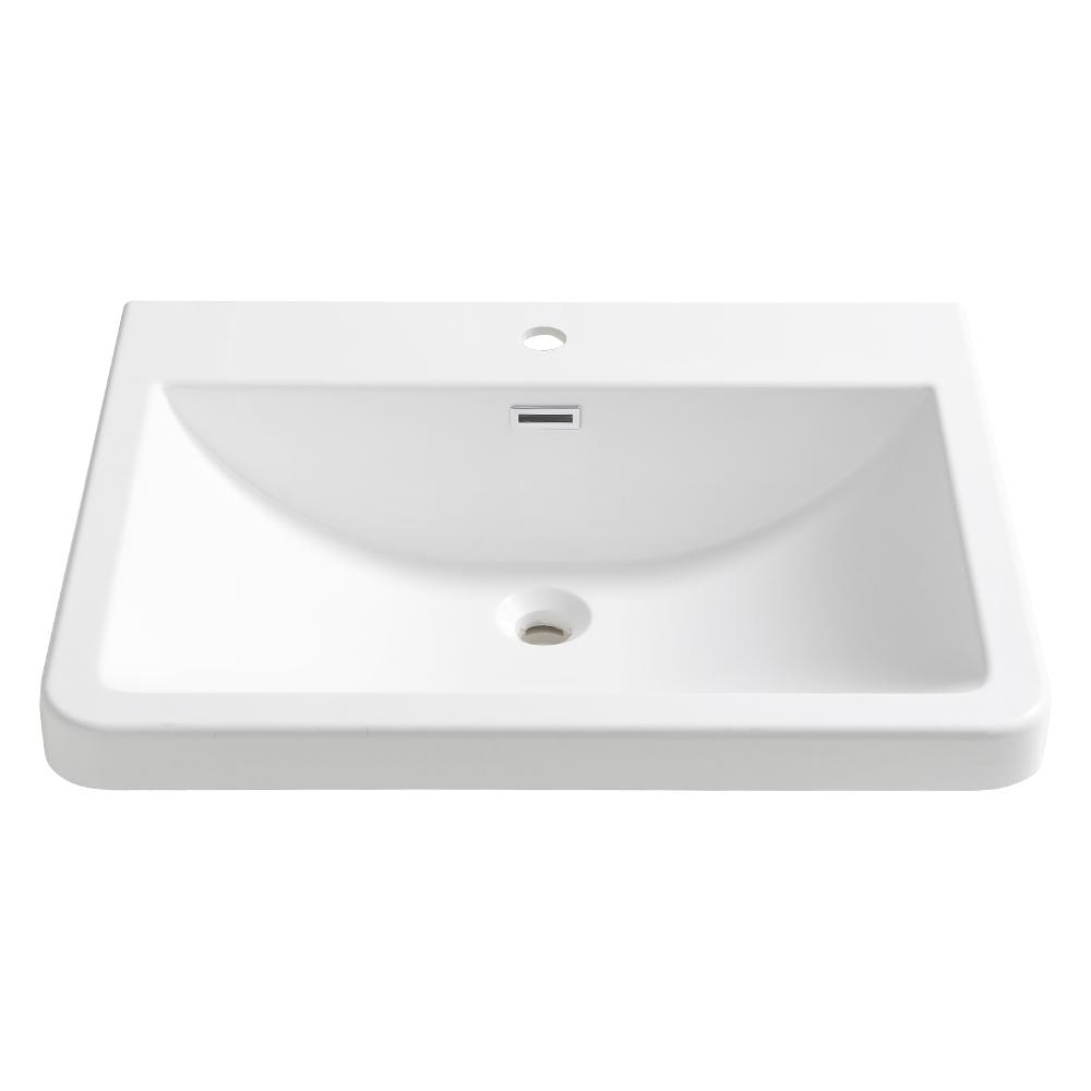 Fresca Milano 26 In Drop In Acrylic Bathroom Sink In White With Integrated Bowl