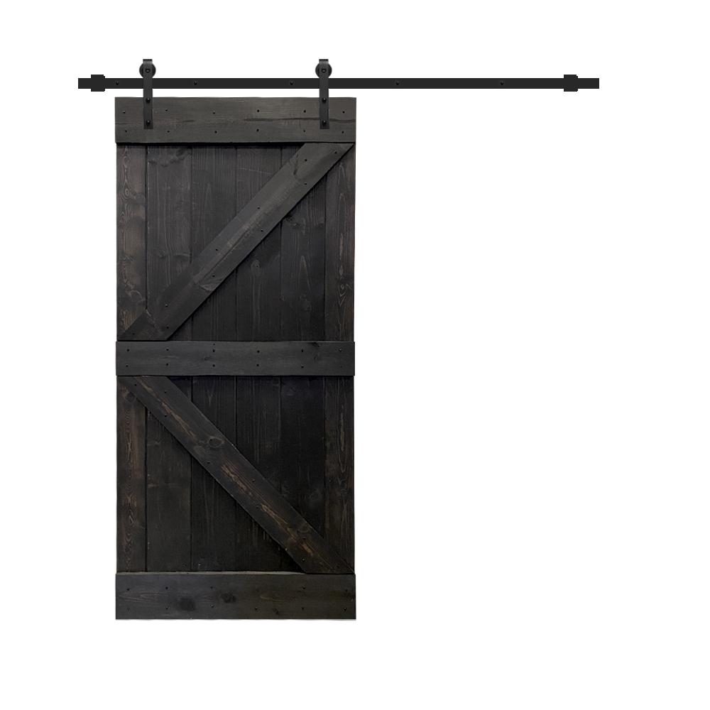 CALHOME K Series 30 In. X 84 In. Solid Charcoal Black Stained Knotty ...