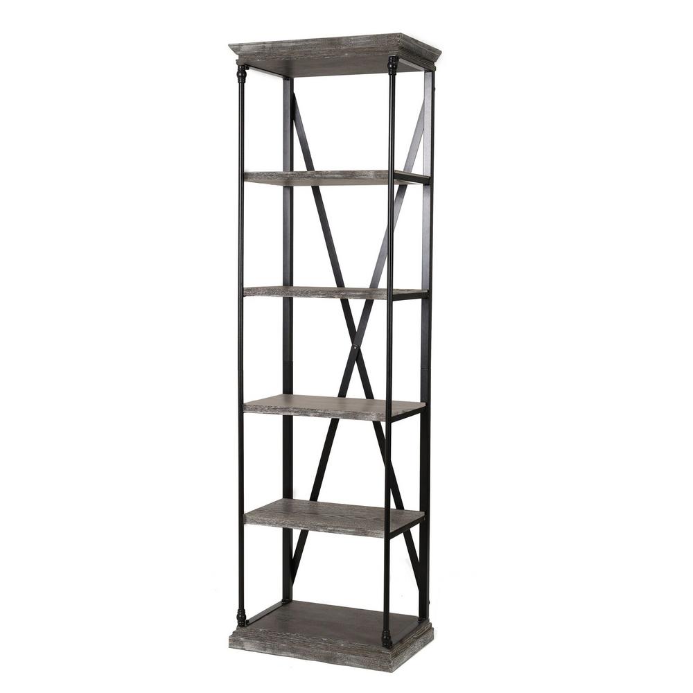 Noble House Oak Gray 5Tier Etagere Bookcase 295786 The Home Depot
