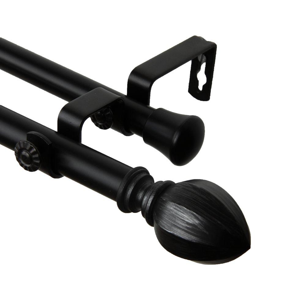 Rod Desyne 66 In 120 Telescoping Double Curtain Kit Rod Desyne 66 In 120 Telescoping Double Curtain Kit Black With Garnet Finial 4718 662 The Home Depot