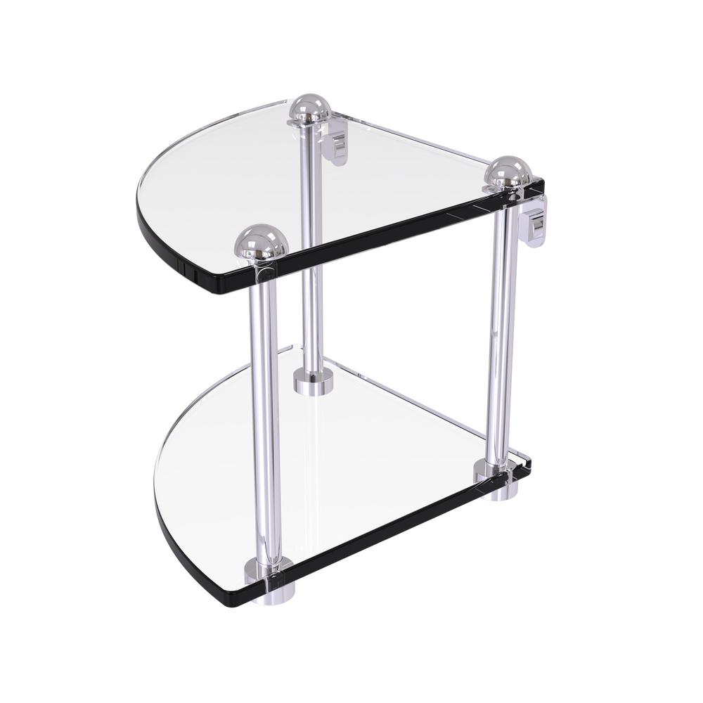 Delta Alexandria 25 in. Glass Shelf in Chrome and White126649 The