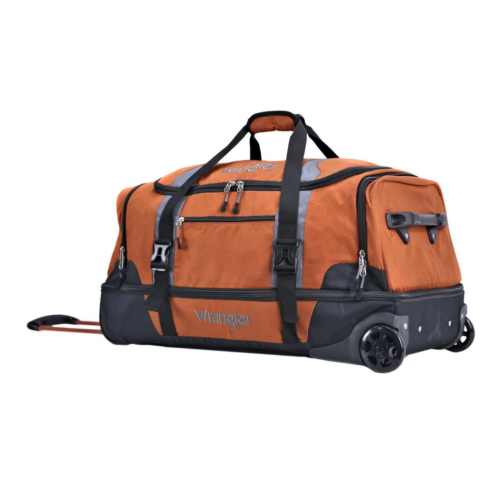 Wrangler 30 In Burnt Orange 2 Section Drop Bottom Rolling Duffel Burnt Orange 2 Section Drop Bottom Rolling Duffel Bag
