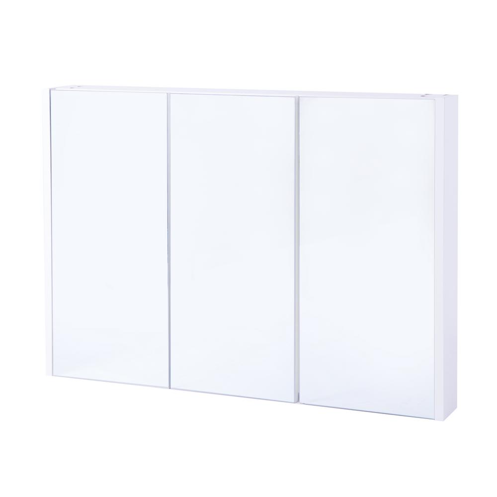 Basicwise 36 In W X 26 In H Surface Mount Medicine Cabinet With 3 Shelves White Wall Mounted Mirrored Door Cabinet Qi003456 The Home Depot