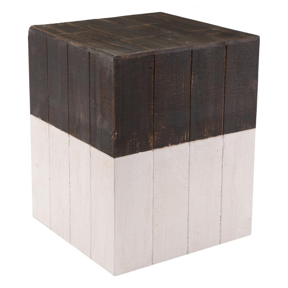 Zuo 17 7 In H Brown And White Wooden Garden Seat A10604 The Home H Brown And White Wooden Garden Seat