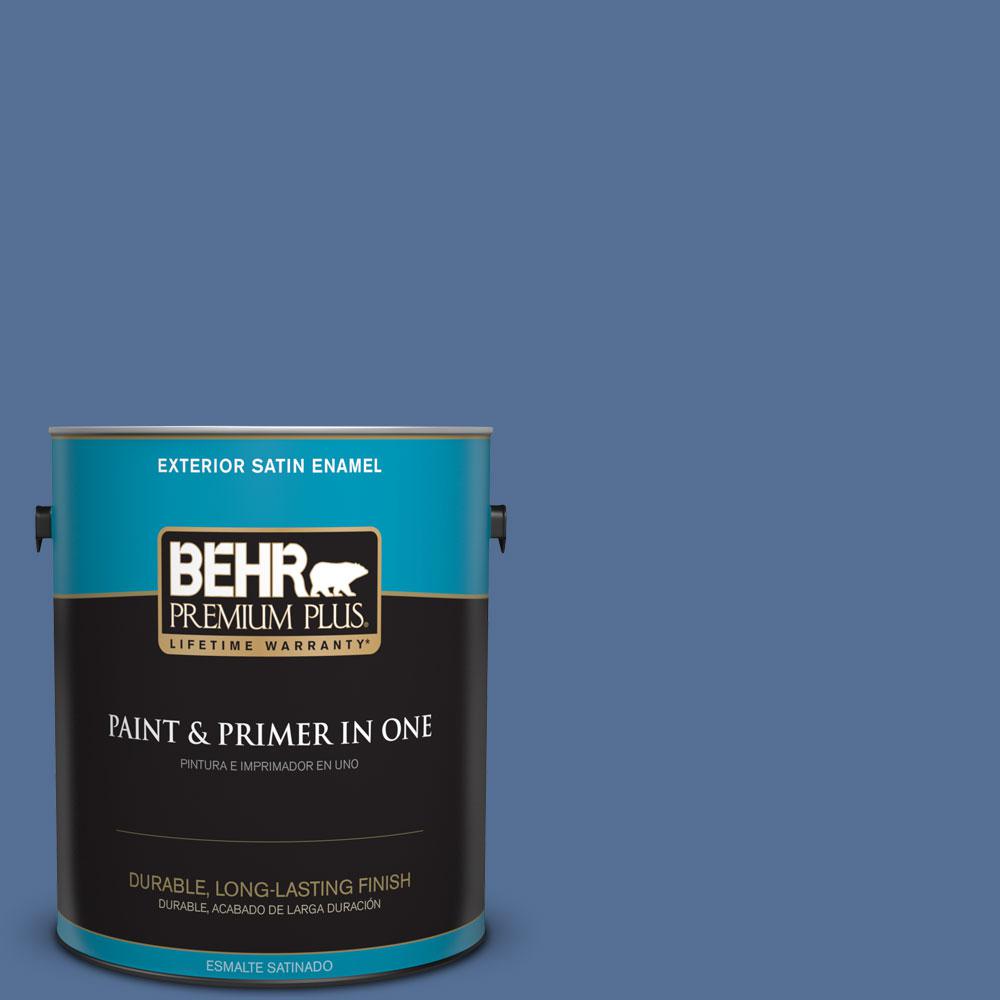 BEHR Premium Plus 1gal. M5306 Charter Blue Satin Enamel