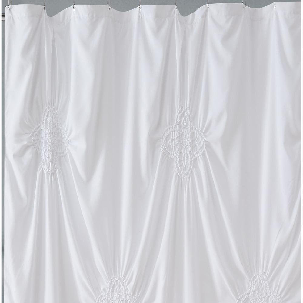 Christian Siriano Rouched 72 in. x 72 in. White Shower Curtain