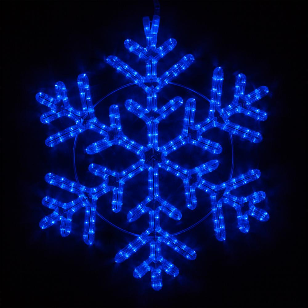 Wintergreen Lighting 24 In. 314-Light LED Blue Hanging Snowflake Decor ...