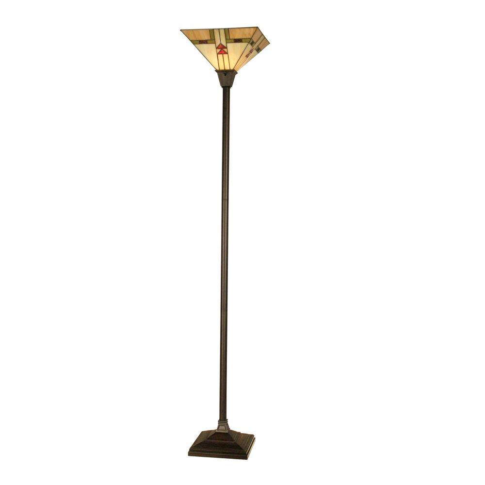 Dale 70 5 In Double Arrowhead Mission Antique Bronze Art Double Arrowhead Mission Antique Bronze Art Glass Floor Lamp