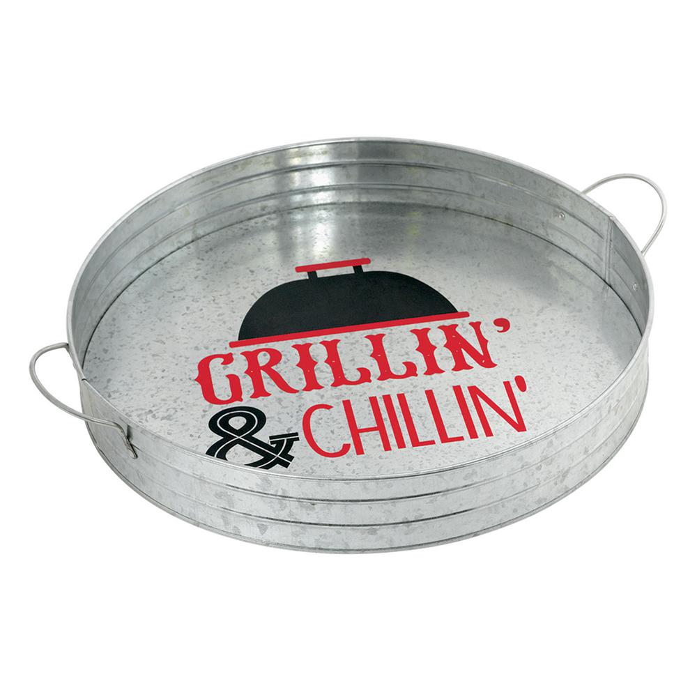 Amscan 14 in. x 14 in. Round Summer BBQ Serving Tray (2Pack)430734